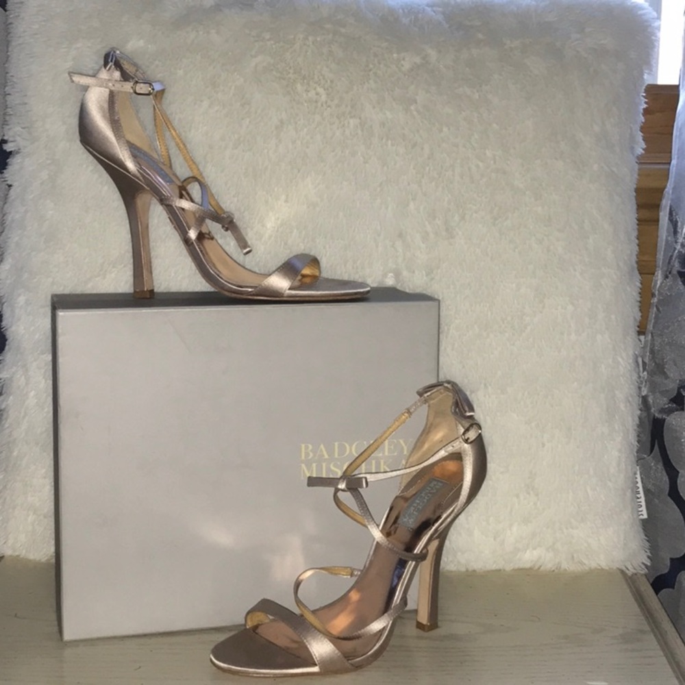 Badgley Mischka Rose Satin Stiletto Sandals